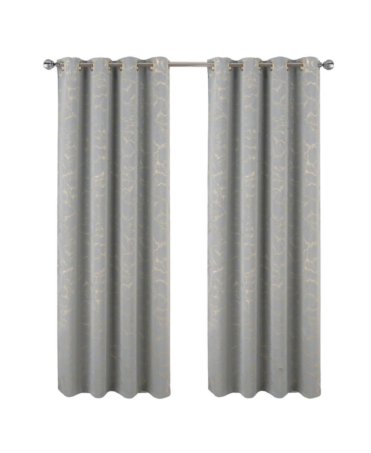 Rt Designer Collection Heidi Halo Foil Blackout Luxurious Decorative Grommet Curtain Panel 54" x 90" Silver