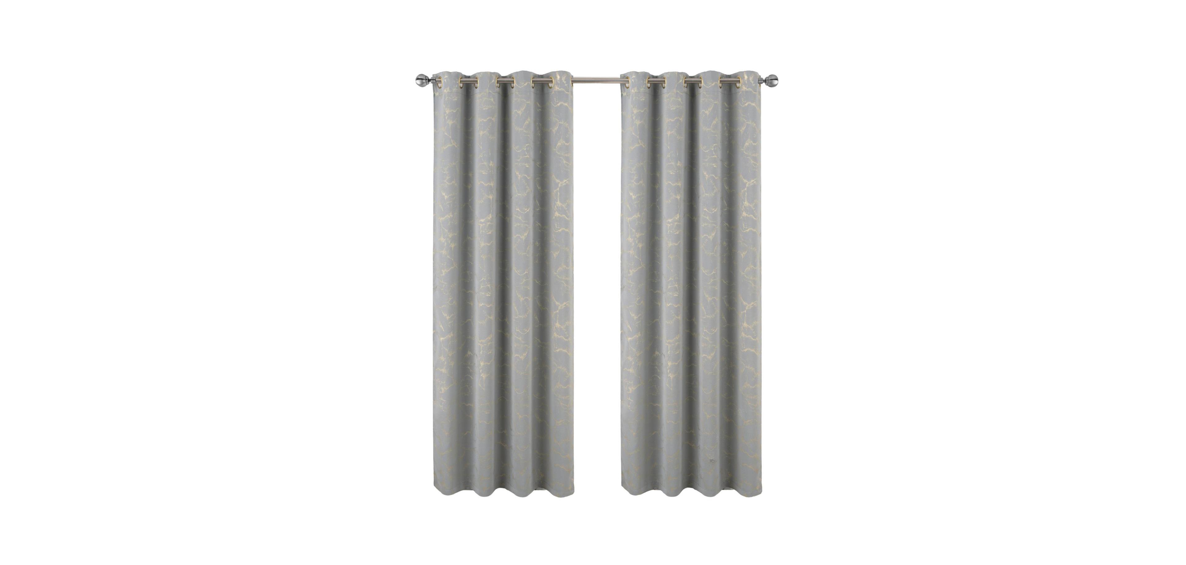 Rt Designer Collection Heidi Halo Foil Blackout Luxurious Decorative Grommet Curtain Panel 54" x 90" Silver