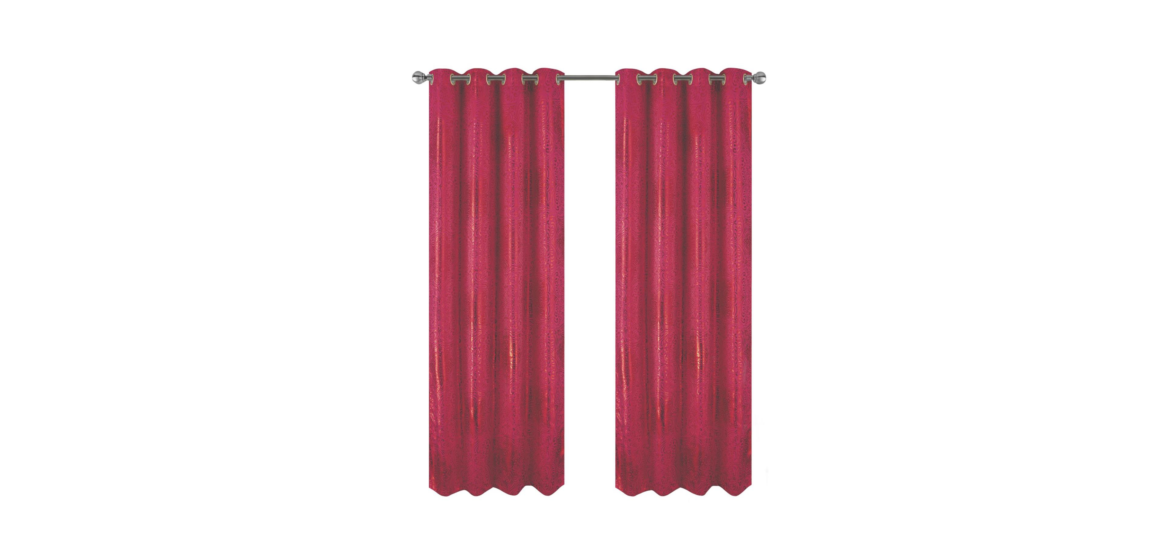 Rt Designer Collection Helena Halo Foil Blackout Luxurious Decorative Grommet Curtain Panel 54" x 90" Red
