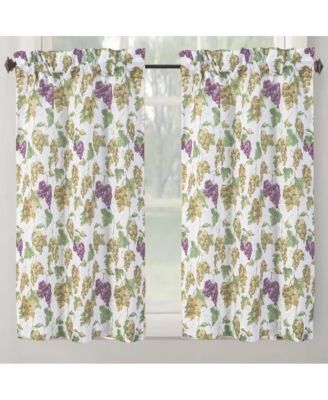 RT Designer's Collection Latte Printed 3 Pieces Kitchen Curtain Set Includes 1 Valance 52" x 18" and 2 Tiers 26" x 36" Each Multi Color