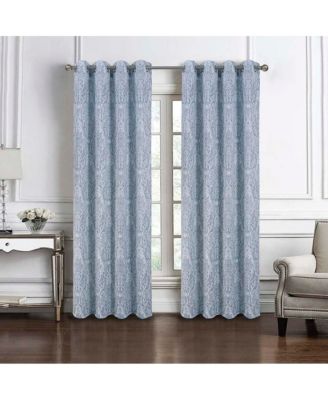 Bridgeport Jacquard High Quality Light Filtering Grommet Curtain Panel 54" x 90" Blue