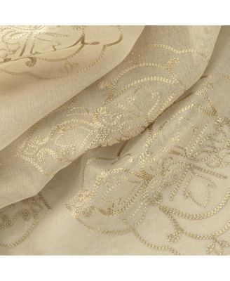 Andrea Emb Metallic Doily Rod Pocket Room Darkening Curtain Panels for Bedroom 54" x 95" Taupe