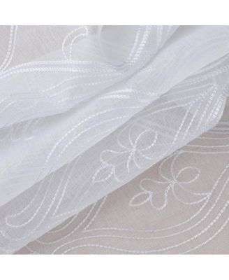 Pearl Emb Metallic Doily Rod Pocket Room Darkening Window Curtains for Bedroom 54" x 95" White