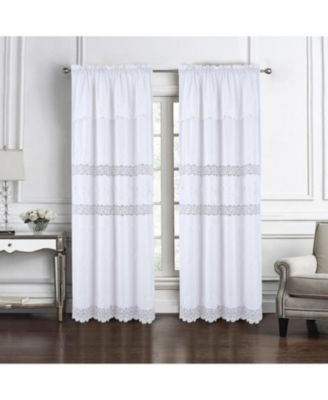 RT Designer Collection Antonia Macrame Luxurious Decorative Rod Pocket Curtain Panel 54" x 84" White
