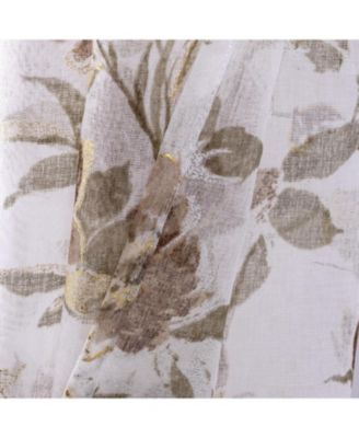 Meadow Grommet Metallic Sheer Printed Doily Curtain Panel 54" x 95" Taupe