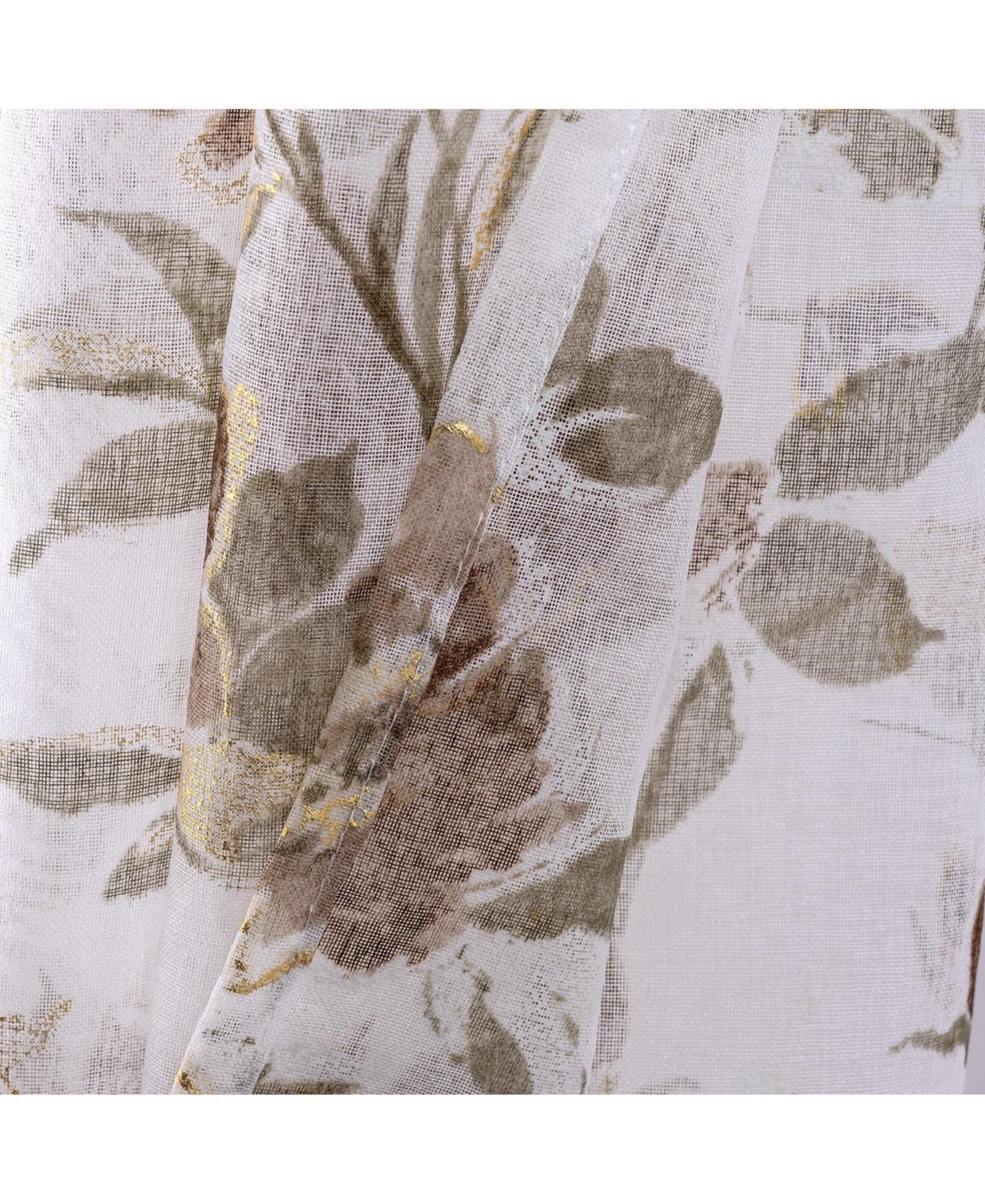 Rt Designers Collection Meadow Grommet Metallic Sheer Printed Doily Curtain Panel 54" x 95" Taupe