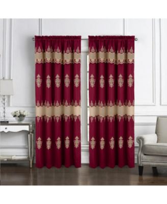 Debbie Macrame Construction 3" Rod Pocket Curtain Panel 54" x 90" Burg/Gold