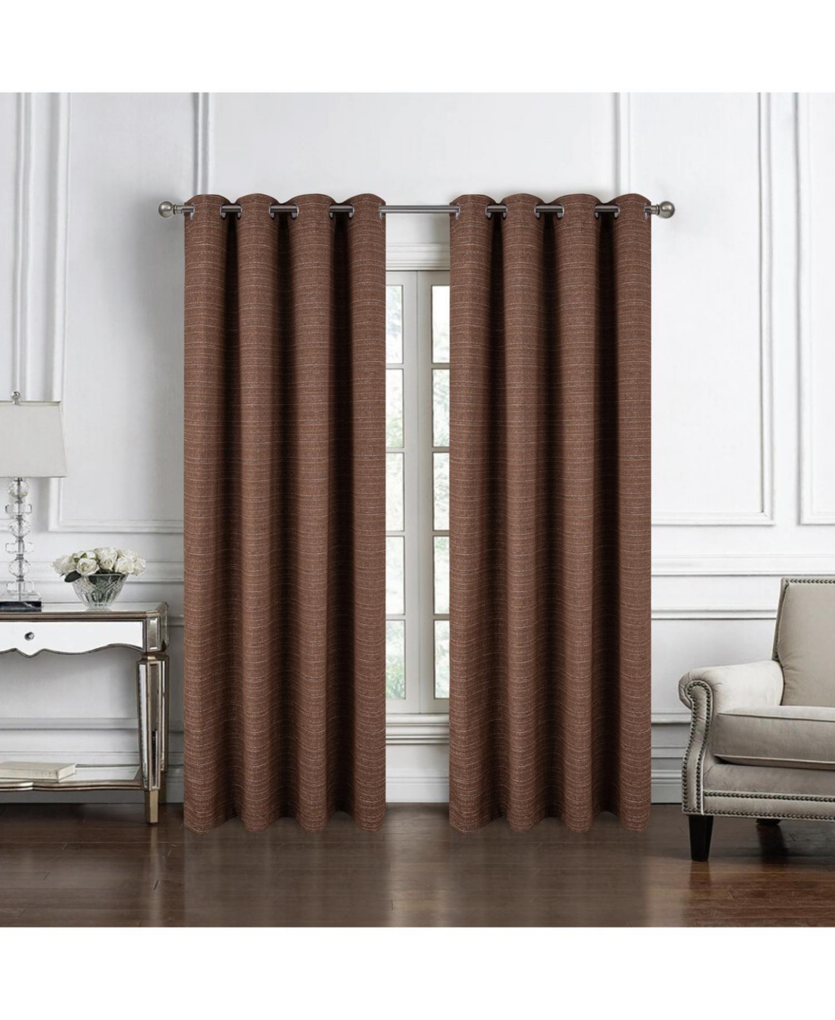 Rt Designer Collection Kensington Jacquard Foam Backed Luxurious Decorative Grommet Curtain Panel