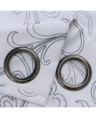 RT Designer Collection Kimber 2 Pack Embroidered Blackout Luxurious Decorative Grommet Curtain Panel 36" x 84" White