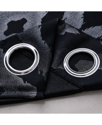 RT Designer Collection Heathrow Halo Foil Blackout Luxurious Decorative Grommet Curtain Panel 54" x 90" Black