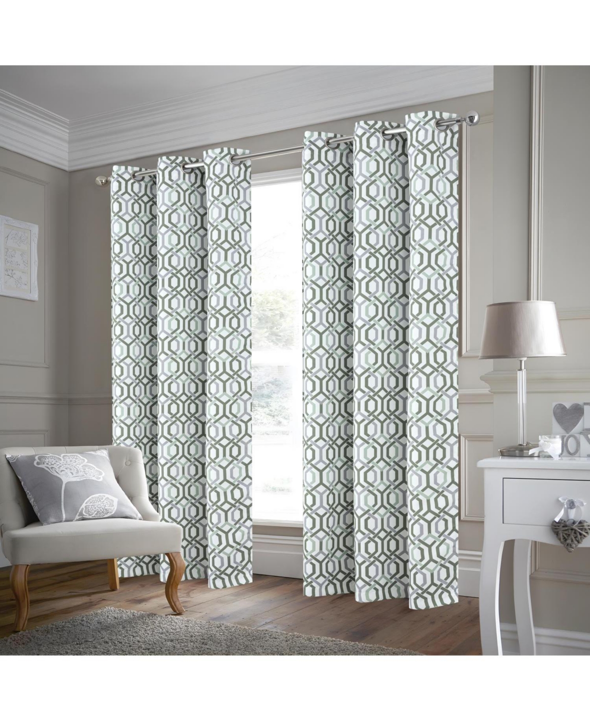 Rt Designer Collection Rory Printed Blackout Luxurious Decorative Grommet Curtain Panel 54" x 90" Sage