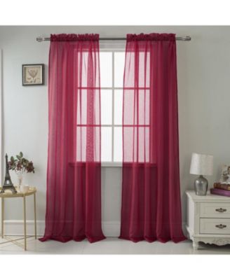 RT Designer Collection Celine Sheer Luxurious Modern Design Curtain Panel 54" x 84" Burgundy