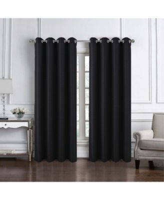 RT Designer Collection Cindy Textured 2 Pack Grommet Curtain Panel 36" x 84" Black