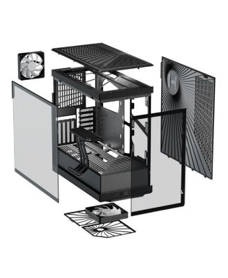 Y40 S-Tier Aesthetic Panoramic Tempered Glass ATX Mid-Tower Gaming Computer Case, Black