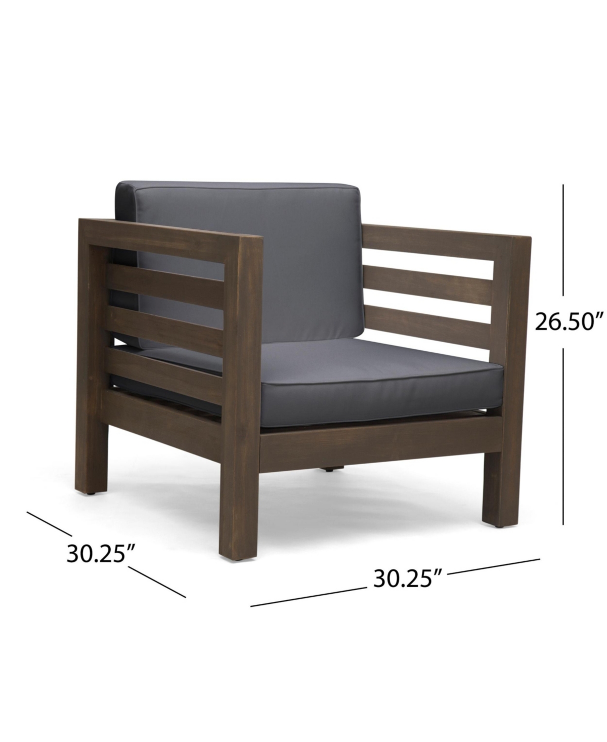 Streamdale Furniture Acacia Club Chair with Water-Resistant Cushions