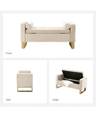 Vallejo 50.4'' W Modern Upholstered Flip Top Storage Bench with Two Pillows and Tufted