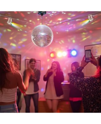 12" Large Disco Ball with Motor and Lights 6RPM Rotator & 2PCS 3W RGB Spotlights for 70s 80s Party DJ Bands Studio Event