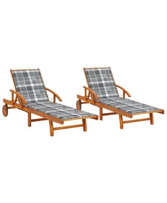 Sun Loungers 2 pcs with Cushions Solid Wood Acacia