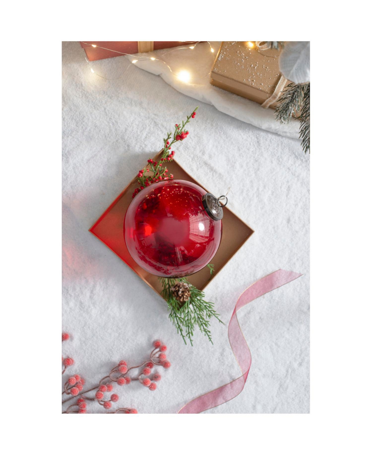 Streamdale 6" Red Glass Ornament Decorative Hanging Ball Christmas Tree Ornaments Set of 3