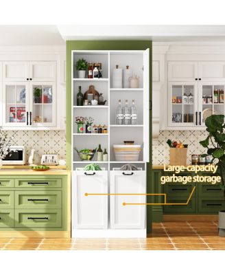 Bathroom Cabinet with Flip Storage and 7-Shelves