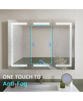 Bathroom Cabinet with LED Mirror, Anti-fog function