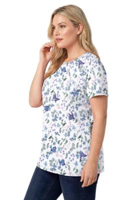 Plus Size Within Perfect Printed Short-Sleeve Crewneck Tee
