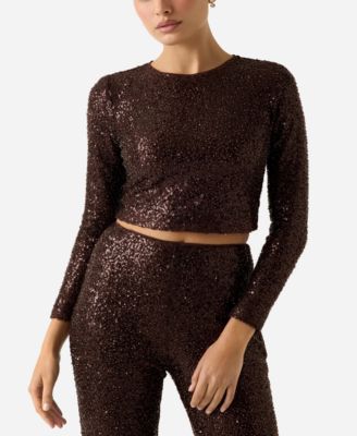Women's Long-Sleeve Jessie Sequin Top