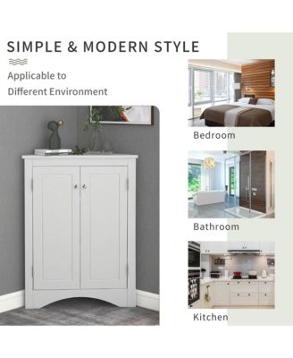 CASAINC 31.5"H MDF Adjustable Shelves, Kitchen/Home Freestanding Storage Triangle Corner Cabinet