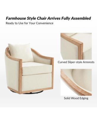 Wifred Farmhouse Rattan Solid Wood Armchair