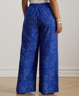 Plus Size Paisley Print Wide-Leg Pants