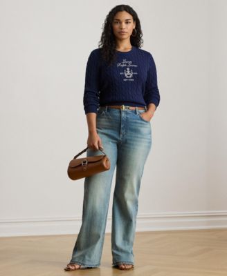 Plus Size Embroidered Crest Sweater