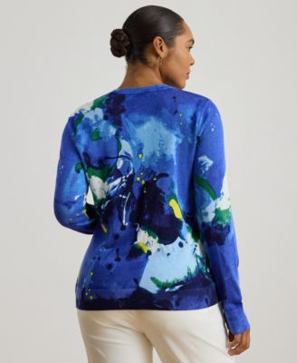 Plus Size Abstract-Motif Long-Sleeve Sweater