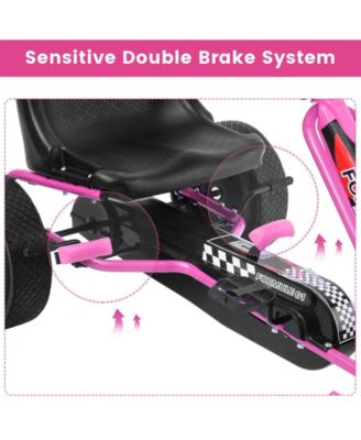 4 Wheels Kids Ride On Pedal Powered Bike Go Kart Racer Car Outdoor Play Toy-Pink