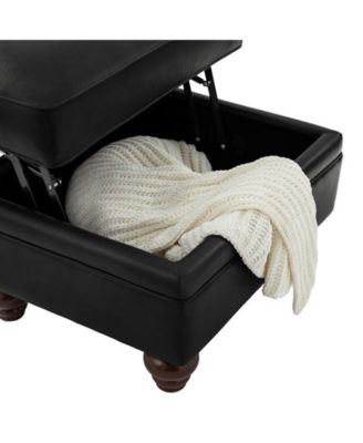 Sabina Transitional 27" Wide Ottoman with Solid Wood Legs