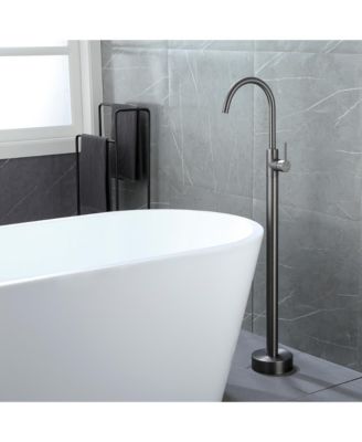 Freestanding Floor Mount Bath Tub Filler Faucet with Single Handle and Water Supply Lines