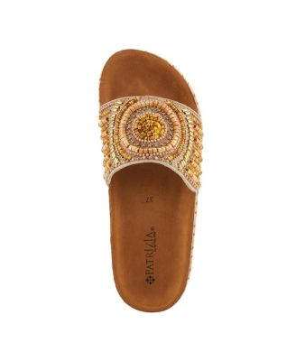 Women's SWIRLA Multicolor Beaded Slide Cork Wedge Sandals