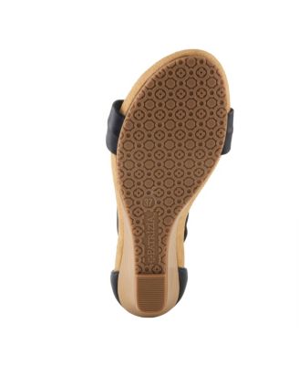 Harlequin Women's Ankle Strap Wedge with Floral Embroidery