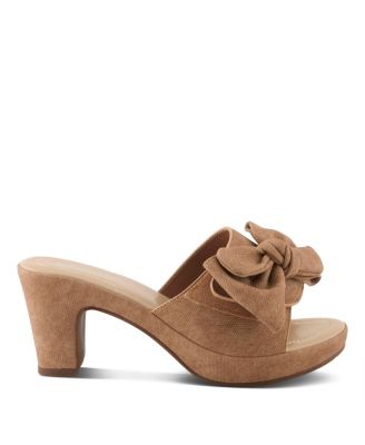 Women's NORMAJEAN Denim Bow Slide Heeled Sandals