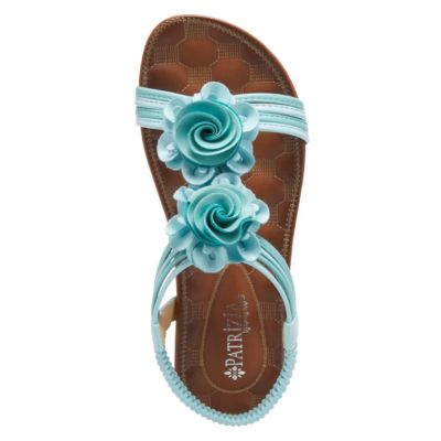 Women s Nectarine Floral T-Strap Sandal with Elastic Back and Quilted Footbed