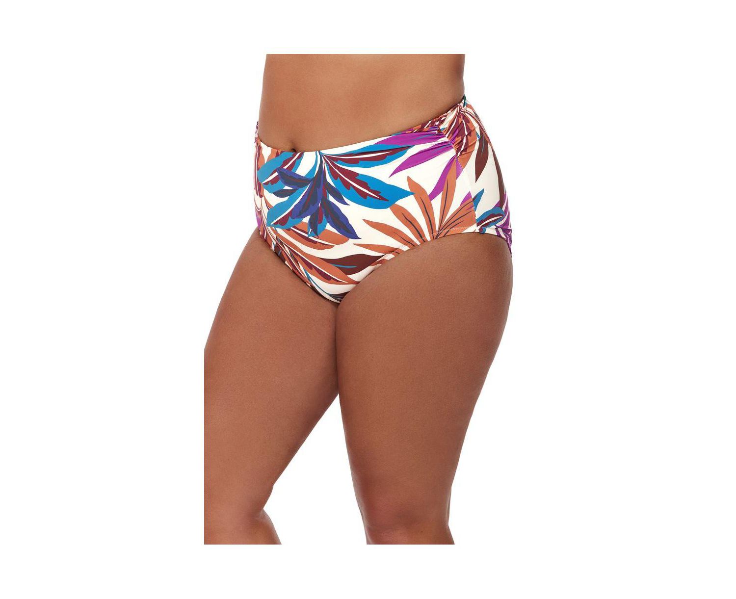 Plus Size Plantopia Shirred High Waist Swim Bottom Size/Full Figure