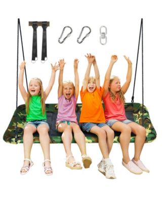 60 Inches Platform Tree Swing Outdoor with 2 Hanging Straps-Camouflage
