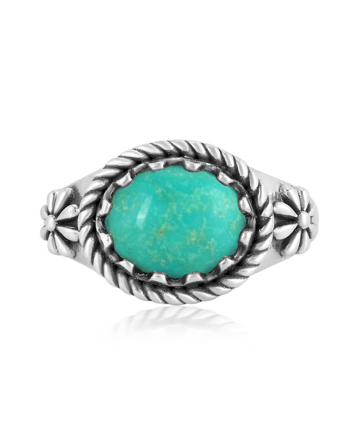 American West Jewelry Sterling Silver Green Turquoise East West Ring