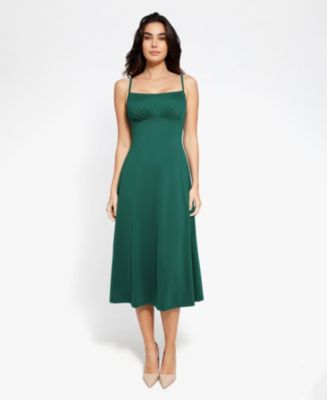 built in shapewear midi dress TA3 Seamed Lushy Midi Dress - Espresso Shine - L