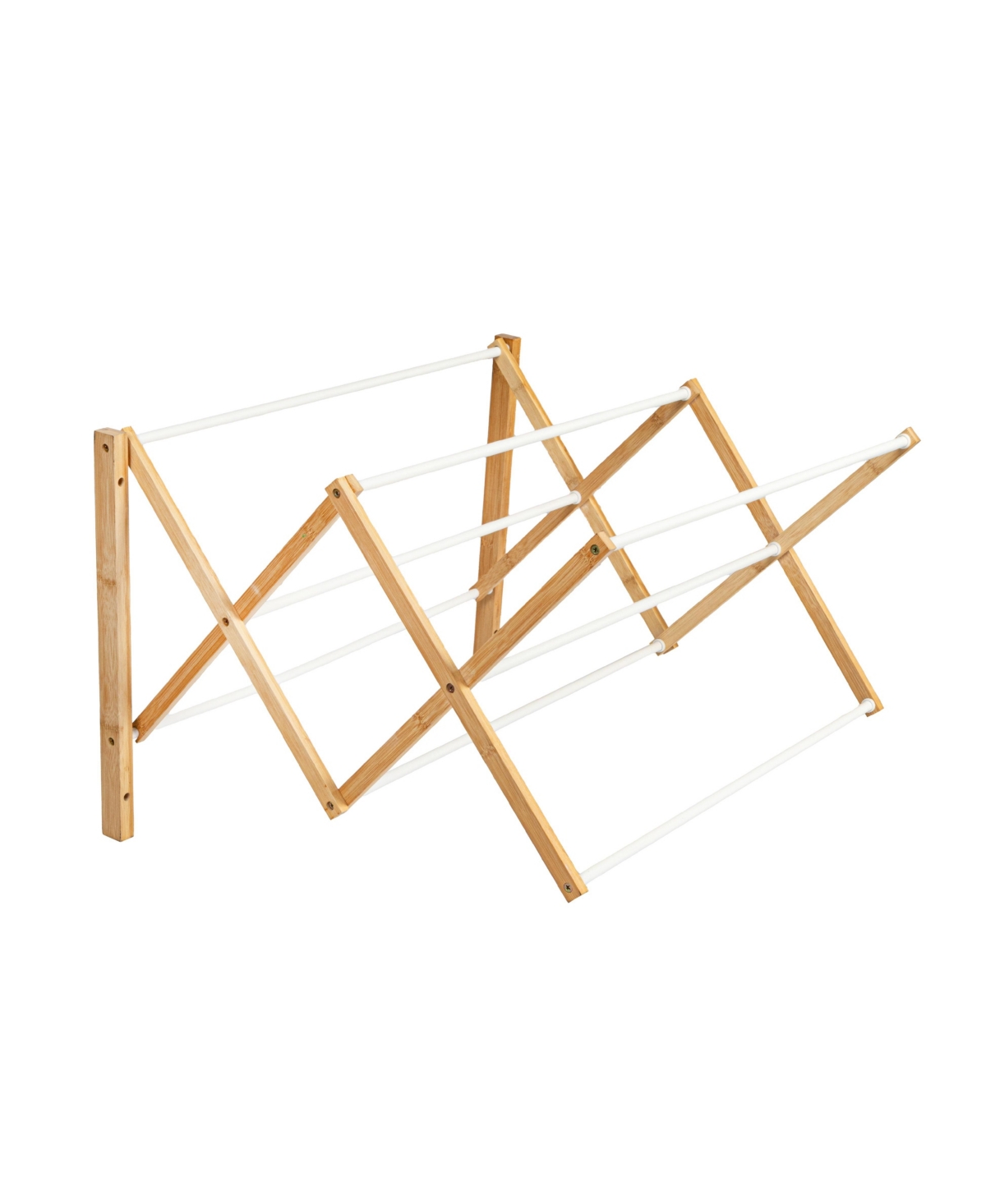 Household Essentials and Metal Wall Mount Extendable Drying Rack, Compact Upscale Laundry Rack with 8 Dowels, White - White