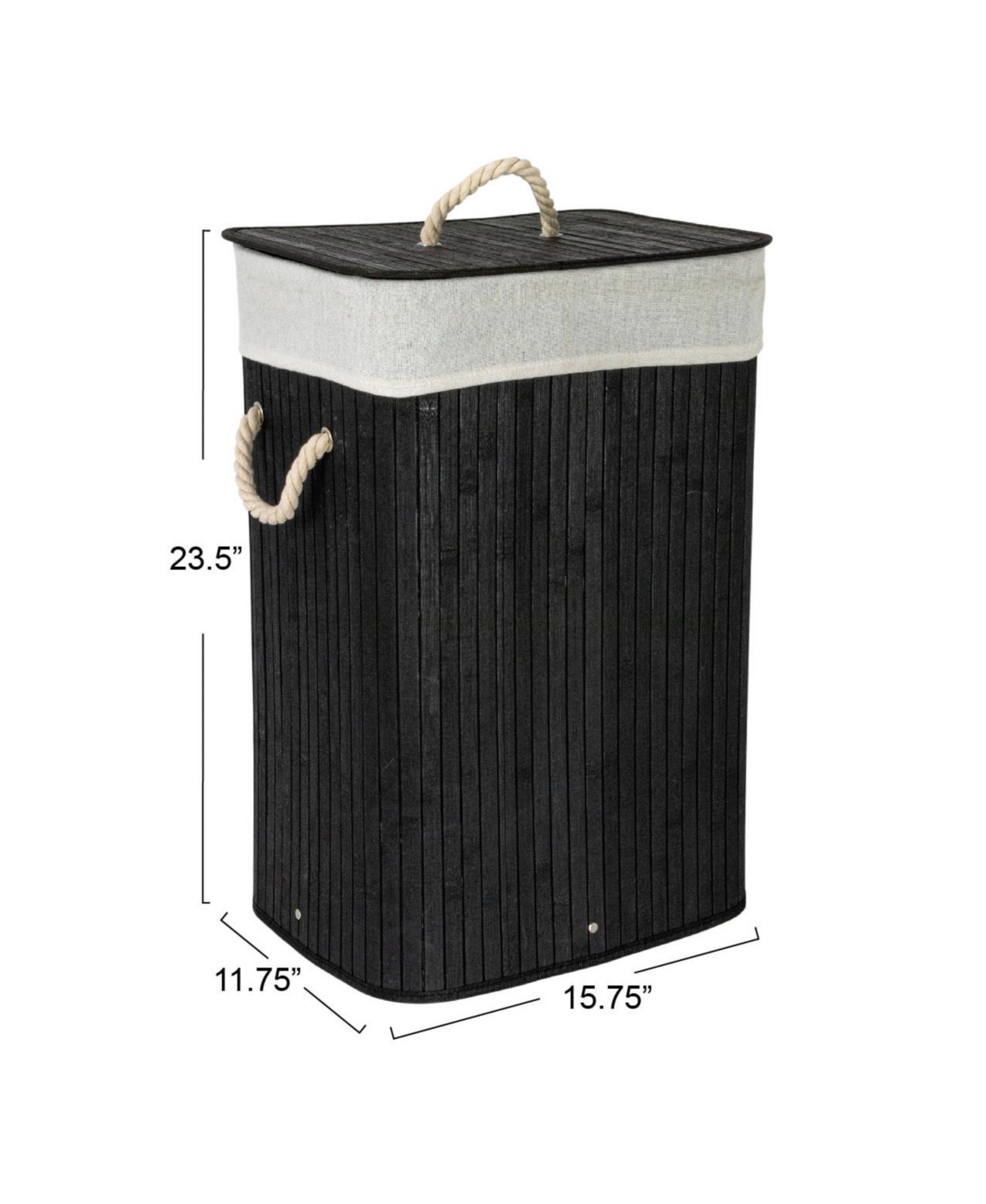 Household Essentials Bamboo Laundry Hamper with Rope Handles, -Gallons