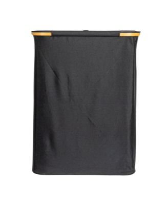 Sleek Laundry Hamper with Dual Mesh Liners and Lid, Black