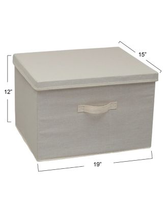 Wide Storage Box With Lid Box, 15”x18.5”x12”, Natural