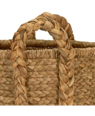 Large Wicker Storage Basket, Floor Basket with Braided Handles