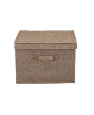 Square Storage Box With Lid, 15”x15”x10”, Latte