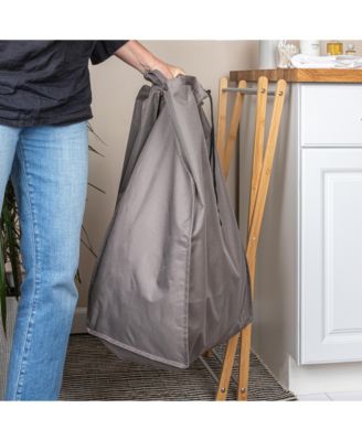 X-Frame Bamboo Hamper, Washable Grey Liner and Bamboo Frame